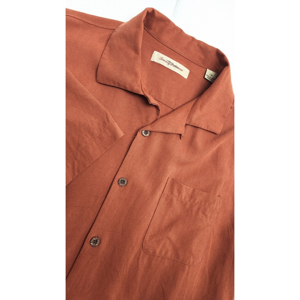 Tommy Bahama Men's Casual Button-Down Shirt Orange Large Silk
